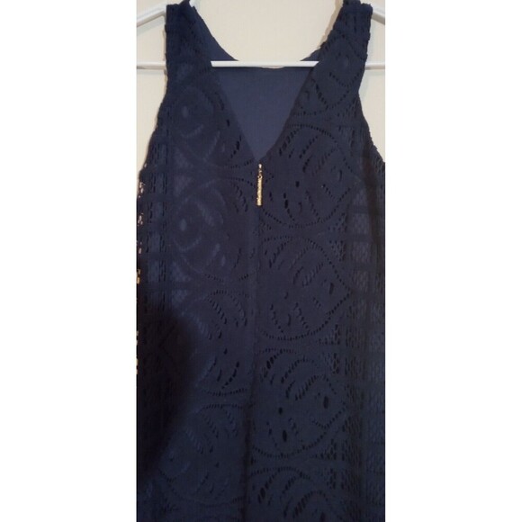 Lilly Pulitzer Mango Shift Dress True Navy Leafy Palm Lace Sleeveless Lined XXS - Picture 2 of 4